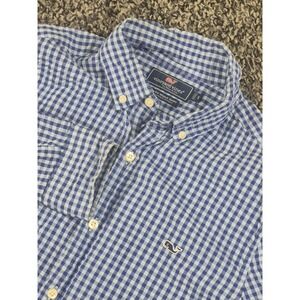 Vineyard Vines Check Long Sleeve Slim Fit Button Front Whale Shirt Mens Small